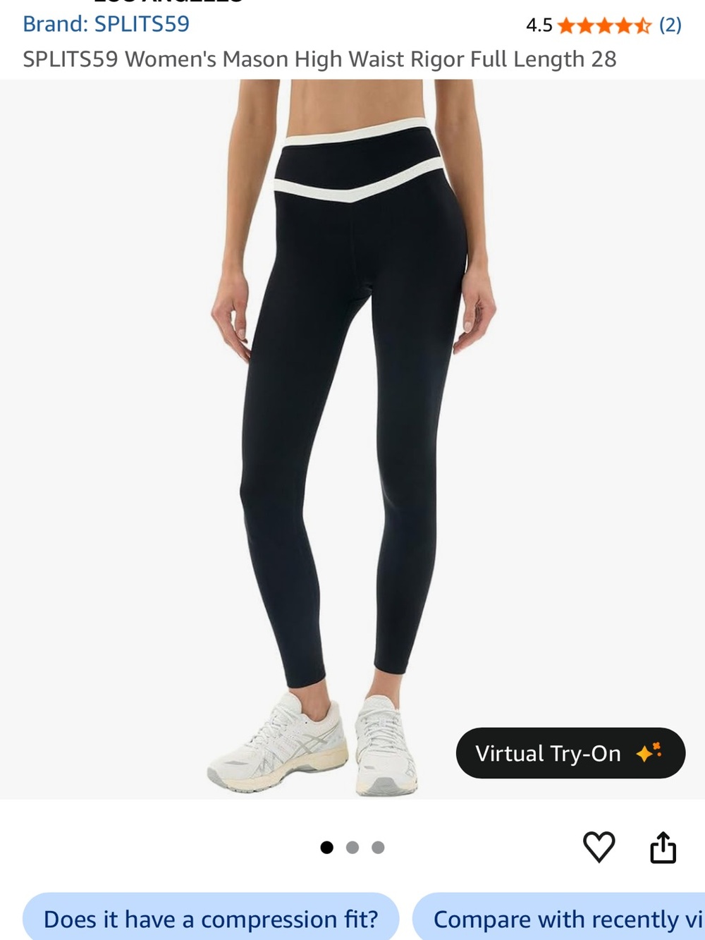SPLITS59 Black High-Waist Sculpting Leggings with White Waistband